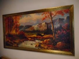 Mid Century Scenic View on Board, Framed