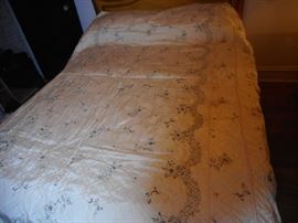Vintage Satin Silver Bed Coverlet