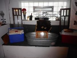 Vintage  Mahogany Cabinet Doors. Chicago Flag, Vintage  Large Wash Tub