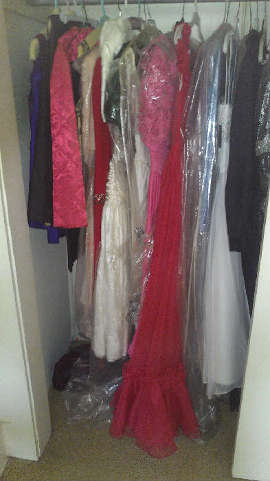 Wonderful evening wear and LOTS of Clothes and shoes size 8-10 clothing and about 6 1/2 shoes.