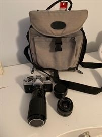 Fujica camera with lenses and carrying case