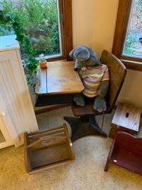 small student desk, step stool