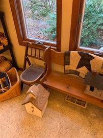 child's bench and chair