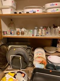 baking pans, plates, corning ware
