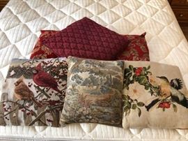 Bird and Floral Throw Pillows