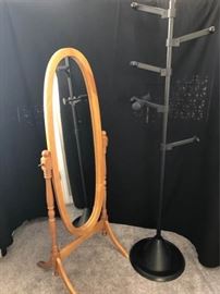 Full Length Floor Mirror and Adjustable Coat Rack