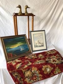 Framed Watercolor Painting Side Table
