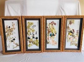 Ornately Framed Japanese Seashell Wall Art