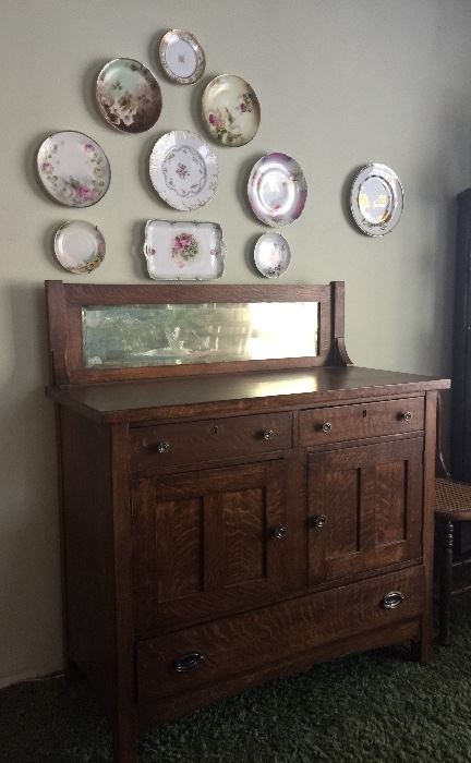Beautiful side board and vintage plate collection