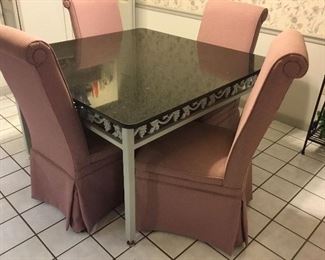 Black marble top table with 4 chairs - very heavy