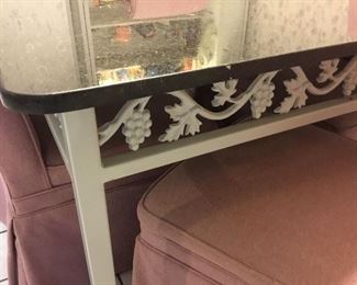 Close up of iron work on table
