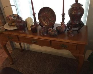 Close up of sofa table