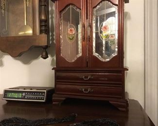 Jewelry chest and clock radio
