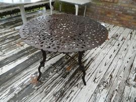 Black iron patio table