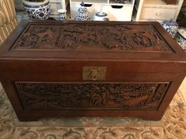 Beautiful carved camphor wood trunk