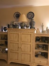 Ethan Allan distressed Media cabinet with two matching book shelves