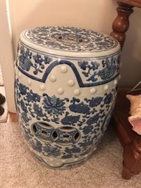 Blue and white Garden Seat