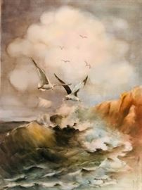 Seascape Painted on porcelain signed Alyce Elliott”