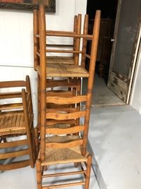 Ladder Back Woven Seat Dining Chairs