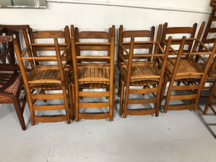 Vintage Ladder Back Seat Chairs  