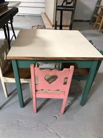 Antique Childrens Table with Chairs