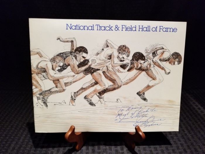 National Track and Field Hall of Fame Brochure inscribed by Jesse Owens