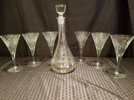 Decanter with Matching Wine Glasses