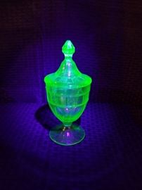 Doric Depression Glass Candy Jar