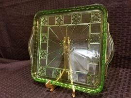 Doric Depression Glass Handled Tray