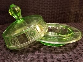 Doric Depression Glass Butter Dish