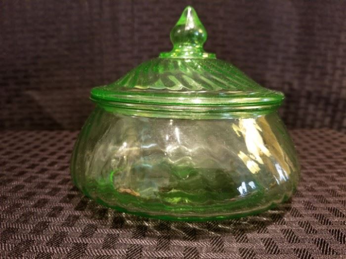 Swirl Depression Glass Candy Dish