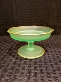 Depression Glass Frosted Green Sherbert Glass