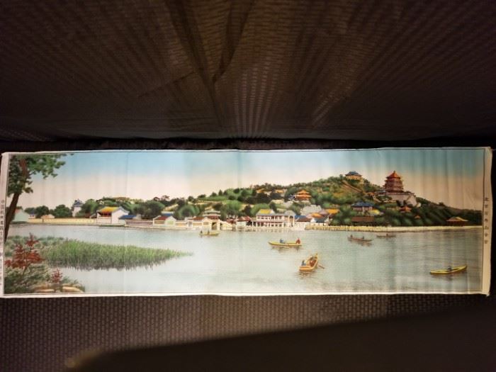 Vintage Unframed Chinese Silk Embroidery Wall Hanging - Beijing Wanshou Mountain Panorama