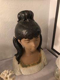 LLADRO BUST OF GIRL WITH BASKET 