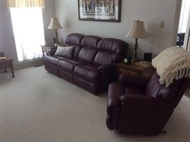 Lazy boy leather recliners like new.