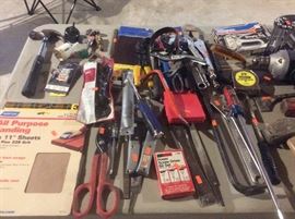 Two tables of hand tools