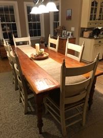 Farmers table with 6 chairs 8ft long in mint condition $2750