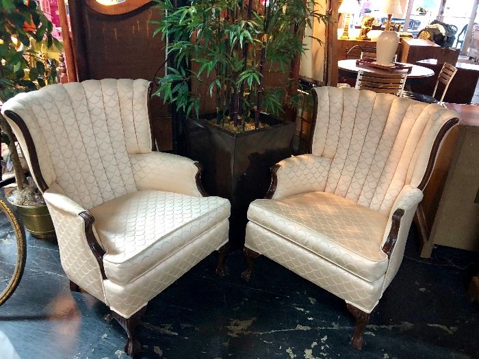 Pair of Upholstered & Wooden Chairs