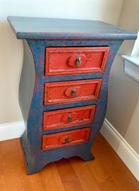 Shabby Chic Blue side table with four drawers
