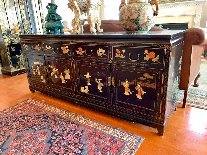 Chinoiserie Buffet w/Jadeite 31.5W x 72.5”L
