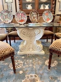 Base of glass top dining table