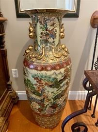 Pair of large Satsuma floor vases
