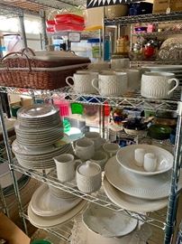 White ceramic dinnerware and serving pieces