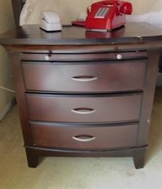 Bedside Table with Cortelco Red Phone