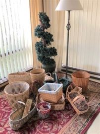 Collection of Baskets and a Faux Topiary