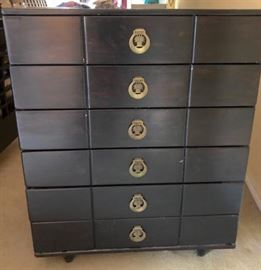 MCM Owosso Dresser with Brass Hardware Shaped like Wheat