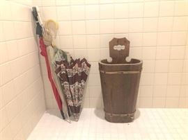 Vintage Umbrella Stand and Umbrellas