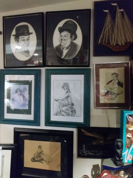 Laurel and Hardy...Clark Gable and other wall pictures