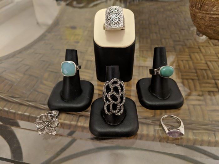 Sterling and costume rings
