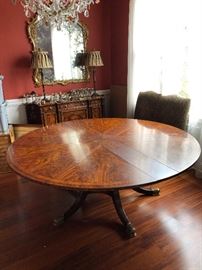 Theodore Alexander refectory table Mahogany and brass 66"-88"